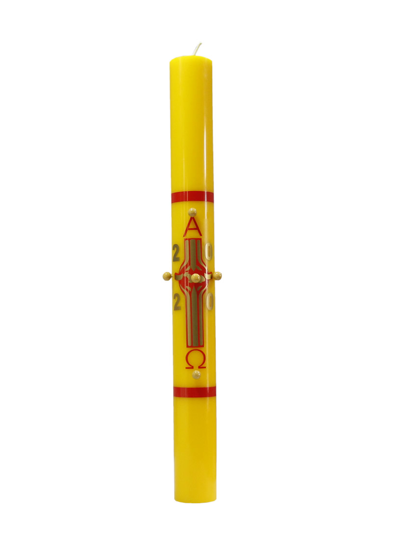 Círio Pascal - 90 cm altura, 9,0 cm diâmetro - Amarelo